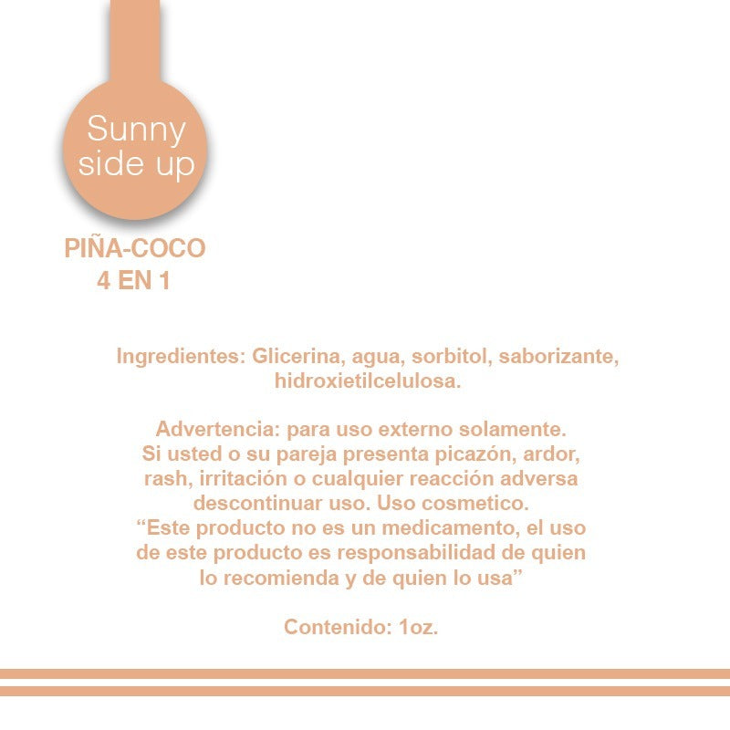 Lubricante Sunny side up 1 oz sabor piña coco